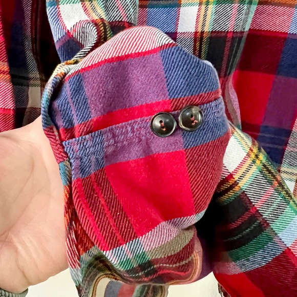 VTG Polo Ralph Lauren Men's M Red Plaid Heavy Flannel Shirt Work Skiing Hiking - Picture 6 of 12